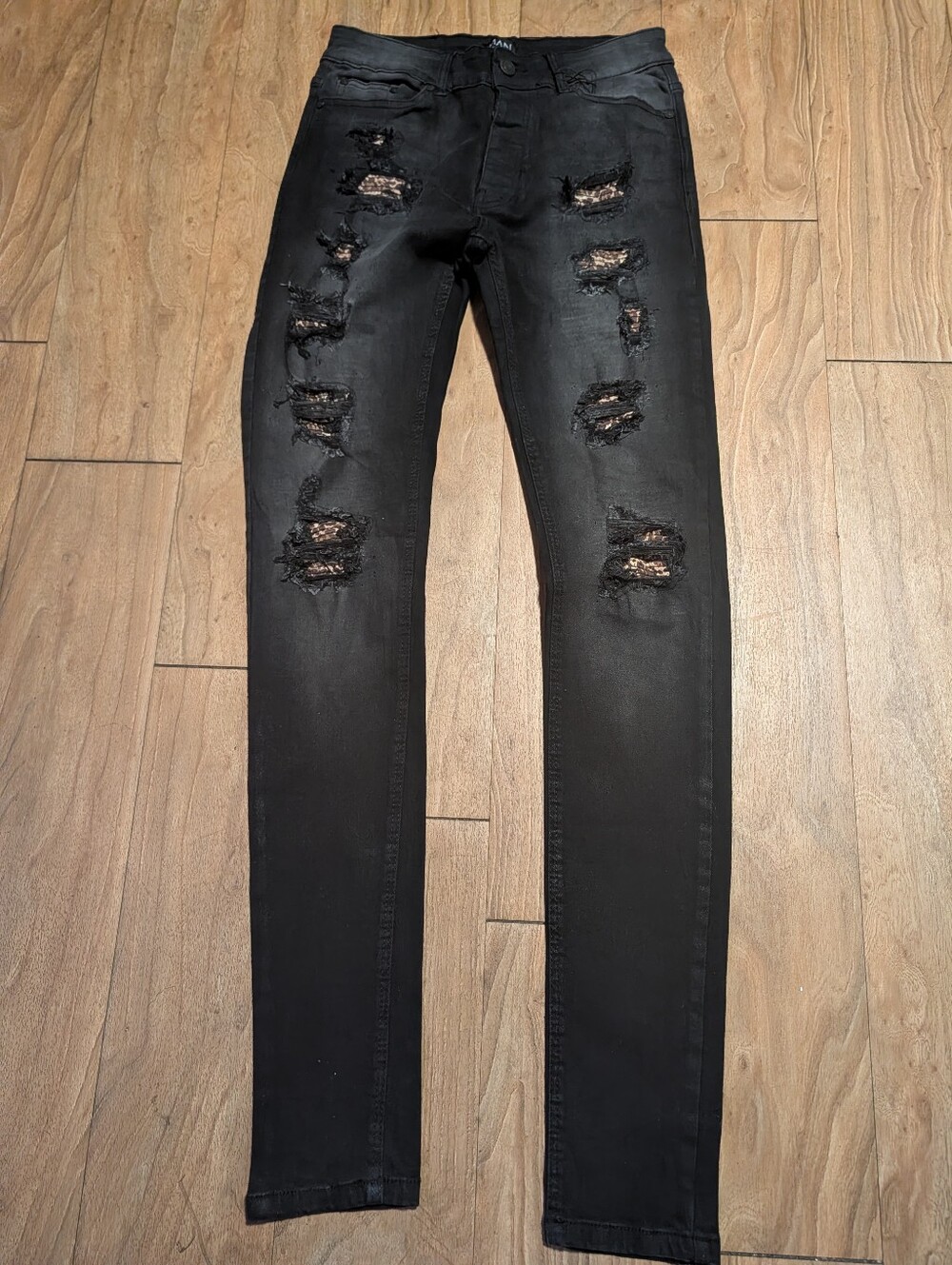 Men's Black Distressed Skinny Jeans